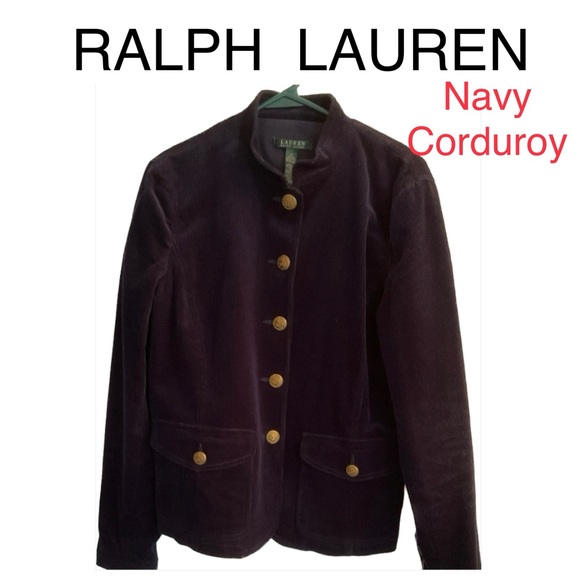 LAUREN/RALPH LAUREN NAVY CORDUROY LINED JACKET SIZE 14 - Picture 1 of 4